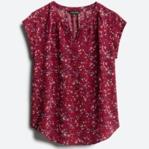 41 Hawthorn Stitch Fix Morey Split Neck Short Sleeve Blouse Top Burgundy